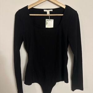 Chelsea & Violet Black Square Neck Bodysuit